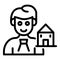 House selling agent icon, outline style