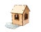 House shape made of wooden blocks and currencies dollar lying on electrical construction