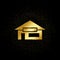 House silhouette gold, icon. Vector illustration of golden particle