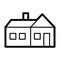 House simple vector icon. Black and white illustration of real estate. Outline linear apartments icon.