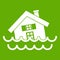 House sinking in a water icon green