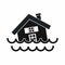 House sinking in a water icon, simple style