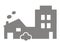 House and smokestack, silhouette, vector icon