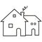 House with smokestack, web icon, symbo, white color, vector illustration