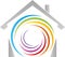 House and spiral in colors, painter and kindergarten logo