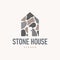 house stone logo design house rock geometric building structure elegant premium