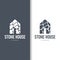 house stone logo design house rock geometric building structure elegant premium