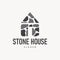 house stone logo design house rock geometric building structure elegant premium