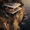 A house suspended on a cliff above the Mediterranean Sea