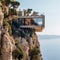 A house suspended on a cliff above the Mediterranean Sea