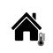 House temperature icon. House and termometer icon