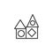 House toy blocks line icon