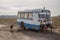 House trailer, made of rusty old Soviet bus