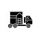 House transportation black icon, vector sign on isolated background. House transportation concept symbol, illustration