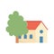 House and tree cartoon facade design icon