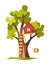 House on tree with ladder and swing playground or backyard isolated plant