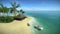 House in a tropical island,3D animation of  the tropical island coast in a calming day, Holidays in the tropical paradise in the o