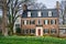 House and tulips in Guilford, Baltimore, Maryland