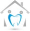 House and two persons as tooth, dentist and family dentist logo