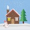 House under snow flat icon