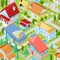House vector isometric housing architecture or residential home illustration set of housekeeping building exterior or