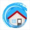 House in the water cycle. Splash. Icon cleaning service. Vector