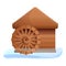 House water mill icon, cartoon style