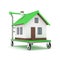 House on wheeled platform. 3D rendering.