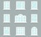House windows building glass icons set flat design template vector illustration