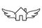 House with wings icon - vector
