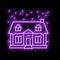 house winter neon glow icon illustration