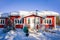 House at winter reindeer farm in Lappish Rovaniemi