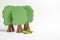 House of wooden blocks, wooden figures of trees, euro money, mod