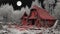 house in the woods A cursed forest with a witch hut in the center. The hut is made of bones and flesh,