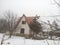 House Yard Covered with Deep Snow