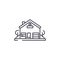 House with yard linear icon concept. House with yard line vector sign, symbol, illustration.