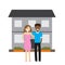 House and young couple. Home purchase, own houses, mortgage, invest concept.