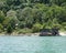 Houseboat is anchored in Kenyir Lake. Malaysia tourist attraction both for local and