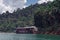 Houseboat is anchored in Kenyir Lake. Malaysia tourist attraction both for local and