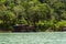 Houseboat is anchored in Kenyir Lake. Malaysia tourist attraction both for local and