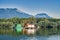 Houseboat on Liptovska Mara dam near Liptovsky Trnovec village