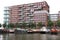 Houseboats and contemporary architecture in Amsterdam. Boats con