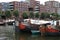 Houseboats and contemporary architecture in Amsterdam. Boats con