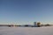 Houseboats near an island on Yellowknife Bay in Great Slave Lake