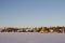 Houseboats on Yellowknife Bay in Great Slave Lake at sunset