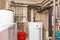 Household boiler house with heat pump, barrel; Valves; Sensors a