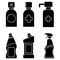 Household chemical bottles. Liquid detergent or soap, stain remover, bathroom or toilet cleaner. Sanitizer spray. Disinfectant