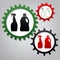 Household chemical bottles sign. Vector. Three connected gears w