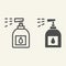 Household chemicals line and solid icon. Spray bottle symbol, outline style pictogram on beige background. Plastic