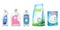 Household chemicals vector illustration of toilet or bathroom cleaner, washing liquid or detergent 3d realistic bottle